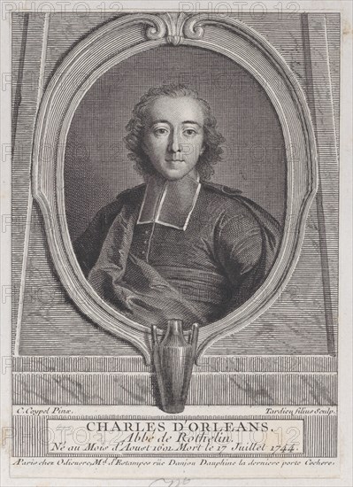 Portrait of Charles d'Orleans, Abbe of Rothelin, 1744-49., 1744-49. Creator: Nicolas Henri Tardieu.