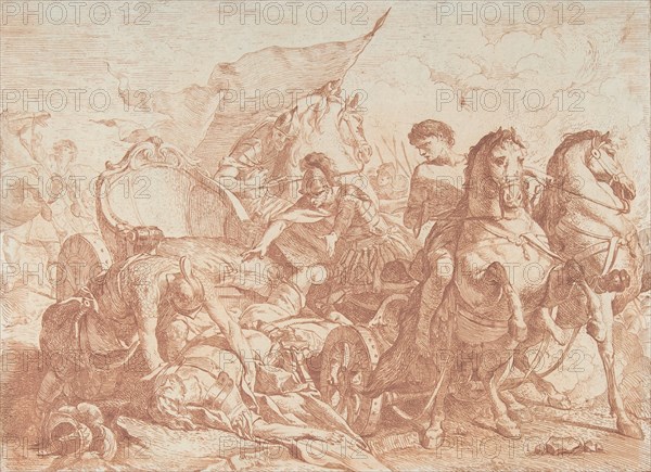Fall of Antiochus From His Chariot, 18th century., 18th century. Creator: Noël Hallé.