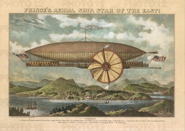 Prince's Aerial Ship. Star of the East!, 19th century., 19th century. Creator: Norris's Lithography.