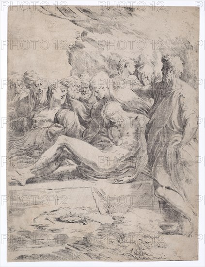 Entombment Facing Left, 1529-1530., 1529-1530. Creator: Parmigianino.