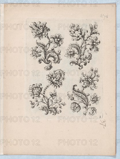 Series of Small Flower Motifs, Plate 2, ca. 1670-85., ca. 1670-85. Creator: Paul Androuet Du Cerceau.