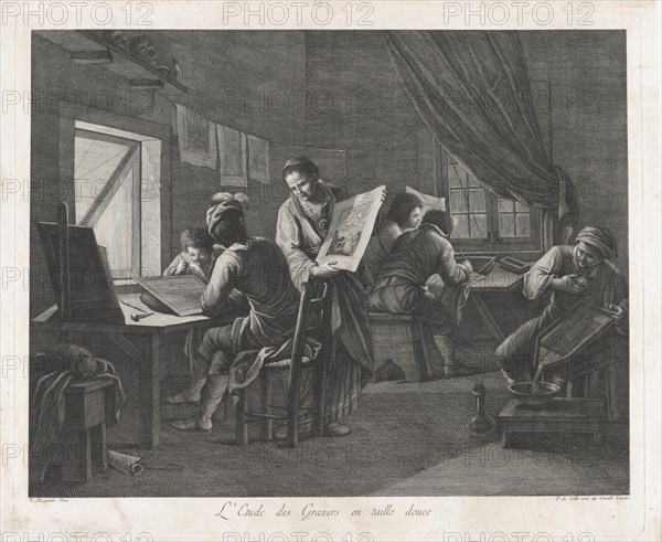 The Printmaking Workshop, 1750-1800., 1750-1800. Creator: Pellegrino dal Colle.