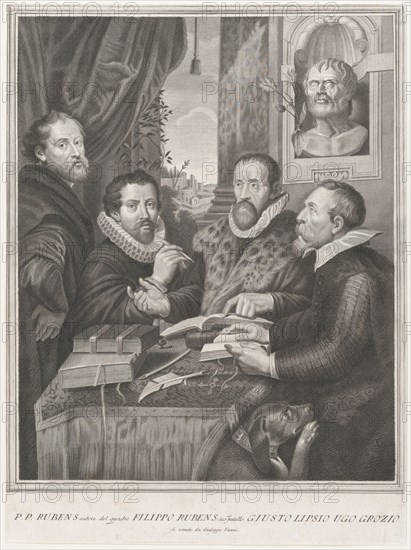 The Four Philosophers: Justus Lipsius, Hugo Grotius, Peter Paul Rubens, and Philip Rube..., 1770-82. Creators: Peter Paul Rubens, Unknown.