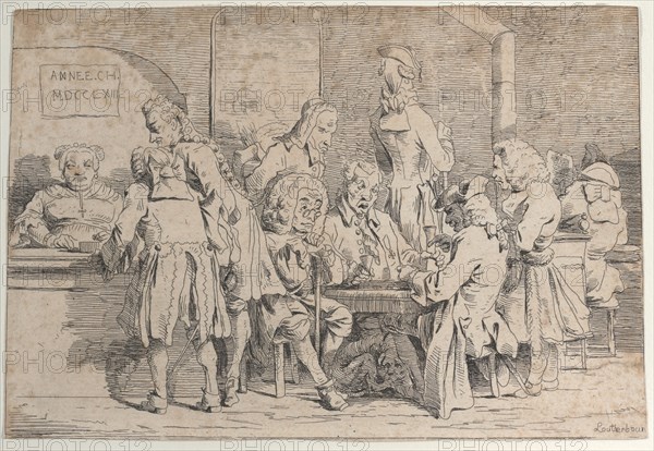 Playing Tric Trac, 1763., 1763. Creator: Philip James de Loutherbourg.