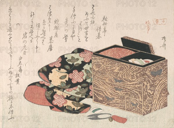 Lady's Work-Box and Bed Clothing, probably 1816., probably 1816. Creator: Shinsai.