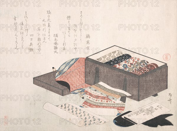 Box with Draperies, 19th century., 19th century. Creator: Shinsai.