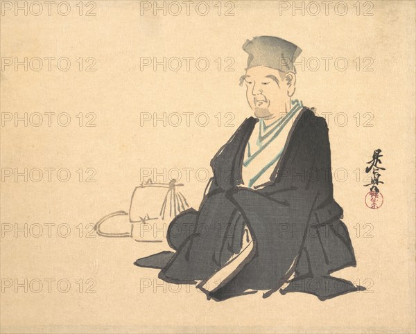 Portrait of Rikyu (?), ca. 1875., ca. 1875. Creator: Shibata Zeshin.