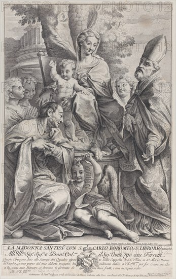 Virgin and Child with Saint Liborius and Carlo Borromeo, 1693-95., 1693-95. Creator: Nicolas Dorigny.