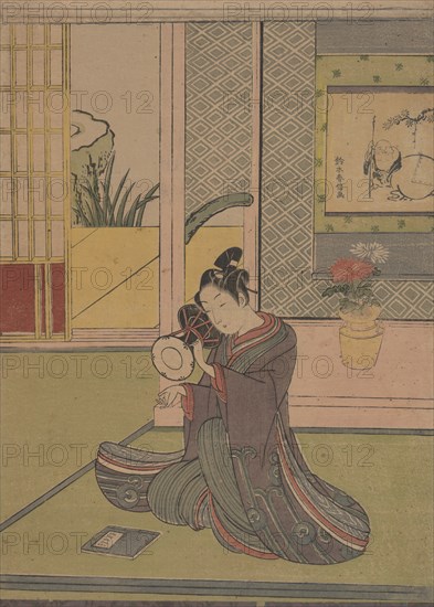 Young Man Playing a Noh Drum. Creator: Suzuki Harunobu.