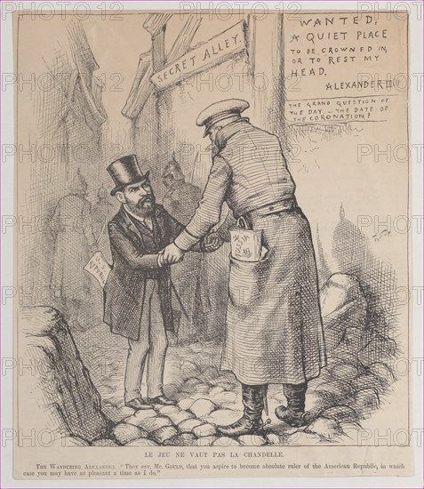 Le Jeu Ne Vaut Pas La Chandelle (The Game is Not Worth a Candle), 1881-83., 1881-83. Creator: Thomas Nast.