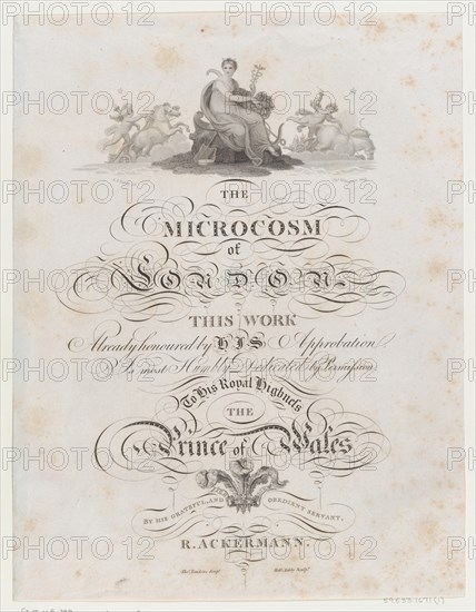 Title Page, The Microcosm of London, 1808., 1808. Creators: Robert Ashby, Thomas Williamson.