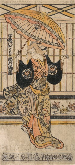 The Actor Ichimura Uzaemon VIII 1699-1762 as a Woman with Parasol. Creator: Torii Kiyomasu I.