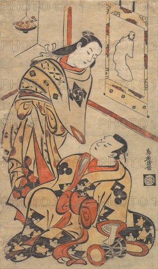 Kabuki Actors Nakamura Gentaro and Ikushima Shingoro, ca. 1710., ca. 1710. Creator: Torii Kiyomasu I.