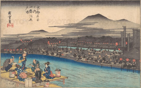 Cooling off in the Evening at Shijogawara, ca. 1834., ca. 1834. Creator: Ando Hiroshige.