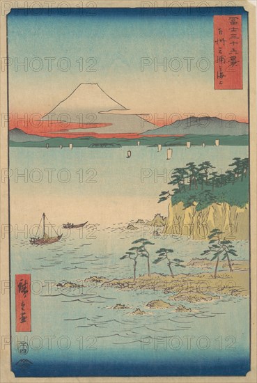 Fuji from Miura, Sagami (Soshu Miura no Kaijo), from the series Thirty-six Views of Mount ..., 1858. Creator: Ando Hiroshige.