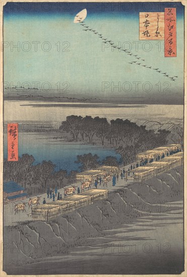 ?Nihon Embankment at Yoshiwara,? from the series One Hundred Famous Views of Edo (Meisho E..., 1857. Creator: Ando Hiroshige.