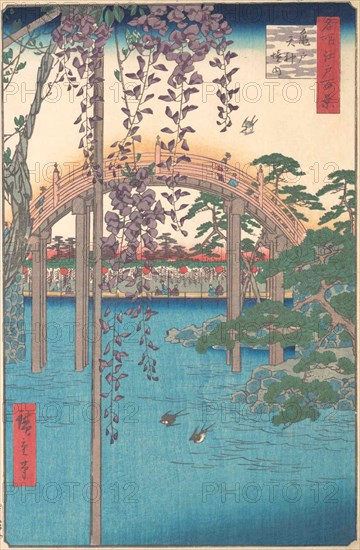 In the Kameido Tenjin Shrine Compound, 1856., 1856. Creator: Ando Hiroshige.