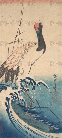 Crane and Surf, ca. 1833., ca. 1833. Creator: Ando Hiroshige.