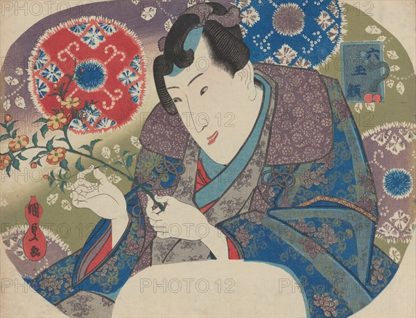 Mitsuuji with Mountain Roses (Yamabuki), from the series ?Six Jewel Faces? (M..., mid-to-late 1830s. Creator: Utagawa Kunisada.