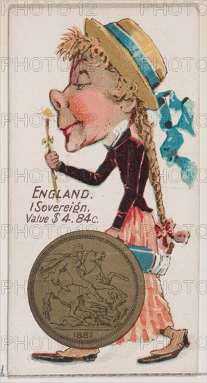 England, 1 Sovereign, from the series Coins of All Nations (N72, variation 1) for Duke bra..., 1889. Creator: Unknown.