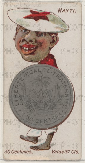 Haiti, 50 Centimes, from the series Coins of All Nations (N72, variation 1) for Duke brand..., 1889. Creator: Unknown.