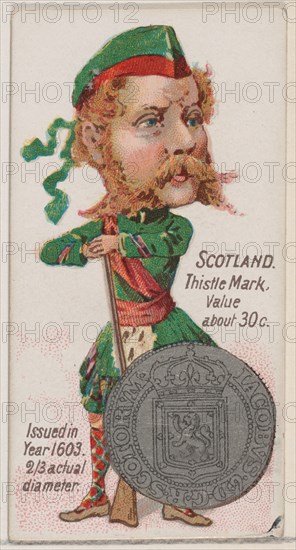 Scotland, Thistle Mark, from the series Coins of All Nations (N72, variation 1) for Duke b..., 1889. Creator: Unknown.