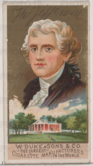 Thomas Jefferson, from the series Great Americans (N76) for Duke brand cigarettes, 1888., 1888. Creator: Unknown.