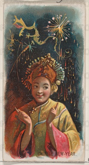 Chinese New Year, from the Holidays series (N80) for Duke brand cigarettes, 1890., 1890. Creator: George S. Harris & Sons.