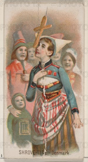 Shrove-Tide, Denmark, from the Holidays series (N80) for Duke brand cigarettes, 1890., 1890. Creator: George S. Harris & Sons.