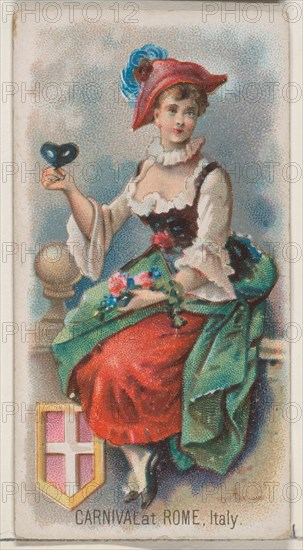 Carnival at Rome, Italy, from the Holidays series (N80) for Duke brand cigarettes, 1890., 1890. Creator: George S. Harris & Sons.