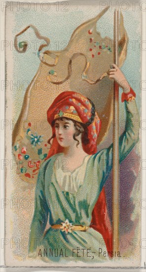 Annual Fête, Persia, from the Holidays series (N80) for Duke brand cigarettes, 1890., 1890. Creator: George S. Harris & Sons.