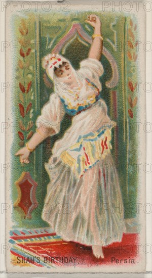 Shah's Birthday, Persia, from the Holidays series (N80) for Duke brand cigarettes, 1890., 1890. Creator: George S. Harris & Sons.