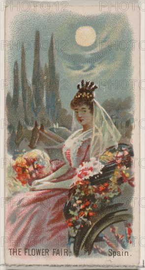 The Flower Fair, Spain, from the Holidays series (N80) for Duke brand cigarettes, 1890., 1890. Creator: George S. Harris & Sons.