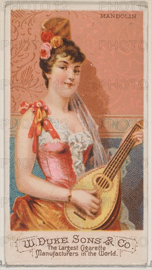 Mandolin, from the Musical Instruments series (N82) for Duke brand cigarettes, 1888., 1888. Creator: Schumacher & Ettlinger.