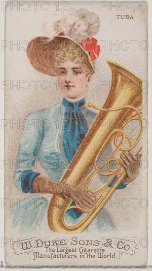 Tuba, from the Musical Instruments series (N82) for Duke brand cigarettes, 1888., 1888. Creator: Schumacher & Ettlinger.