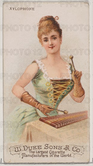 Xylophone, from the Musical Instruments series (N82) for Duke brand cigarettes, 1888., 1888. Creator: Schumacher & Ettlinger.