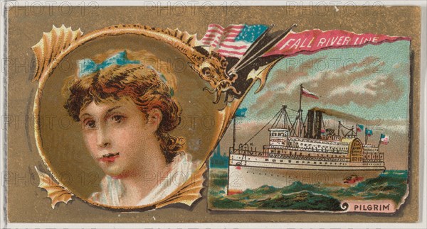 Steamship Pilgrim, Fall River Line, from the Ocean and River Steamers series (N83) for Duk..., 1887. Creator: Unknown.