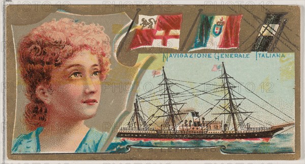 Navigazione Generale Italiana, from the Ocean and River Steamers series (N83) for Duke bra..., 1887. Creator: Unknown.