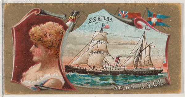 Steamship Atlas, Atlas Steamship Company, from the Ocean and River Steamers series (N83) f..., 1887. Creator: Unknown.