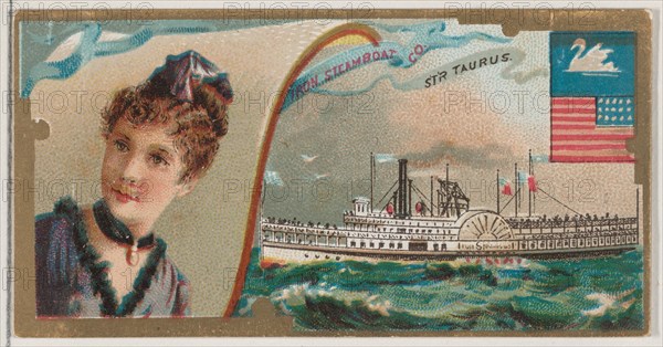 Steamship Taurus, Iron Steamboat Company, from the Ocean and River Steamers series (N83) f..., 1887. Creator: Unknown.