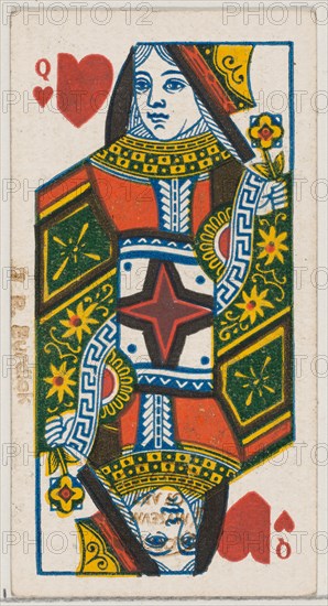 Queen of Hearts (red), from the Playing Cards series (N84) for Duke brand cigarettes, 1888., 1888. Creator: Unknown.
