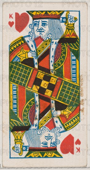 King of Hearts (red), from the Playing Cards series (N84) for Duke brand cigarettes, 1888., 1888. Creator: Unknown.