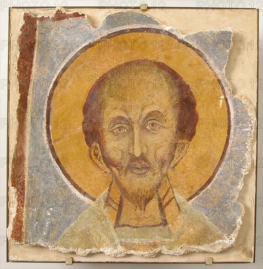 Wall Painting of Male Saint, Byzantine, 12th century, modern restoration. May represent the late fourth-century saint John Chrysostom.