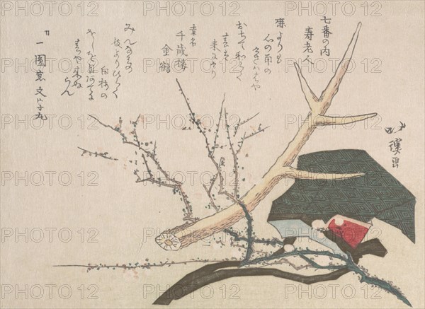 Hat, Deer-Horn and Plum Branch, Representing Jurojin, the God of Life, 19th century.