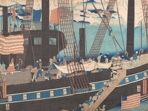 ?Yokohama Trade: Westerners Loading Cargo? , 4th month, 1861.