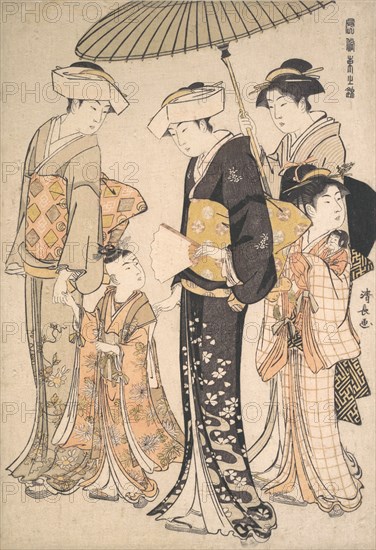 High-Ranking Samurai Girl with Four Attendants, from the series A Brocade of Eastern Manners (Fuzoku Azuma no nishiki), ca. 1784.