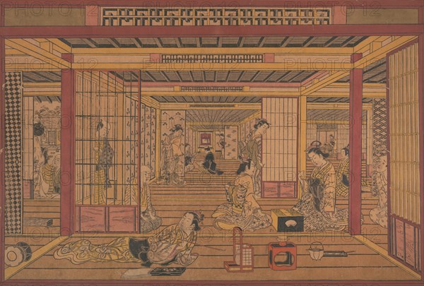 An Interior View in the Yoshiwara, ca. early 1740s.