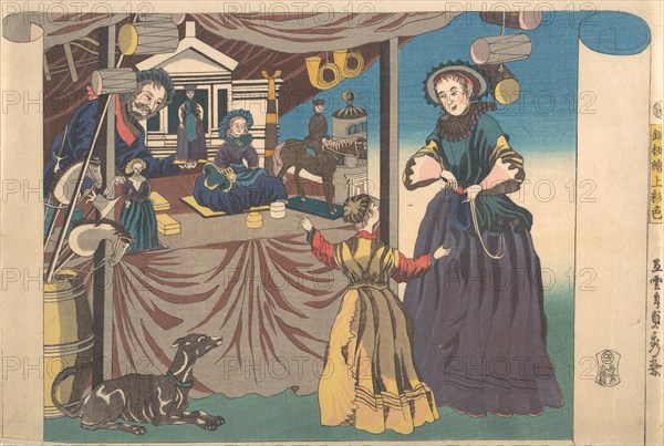 Color Print of a Copperplate Picture of a Toy Shop, 1860.