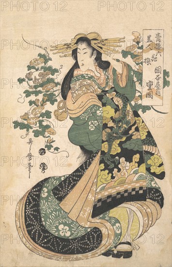 A Courtesan with Morning-glories on the Background.