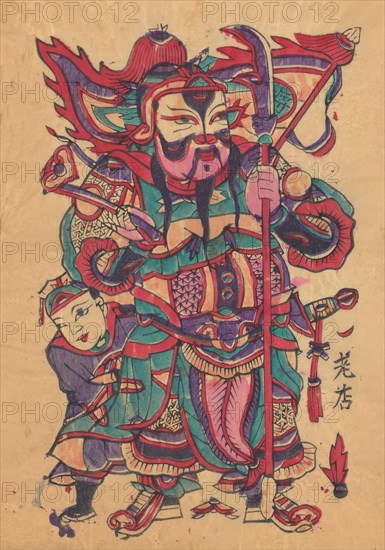 One hundred thirty-five woodblock prints including New Year's pictures (nianhua), door gods, historical figures and Taoist deities, 19th-20th century.